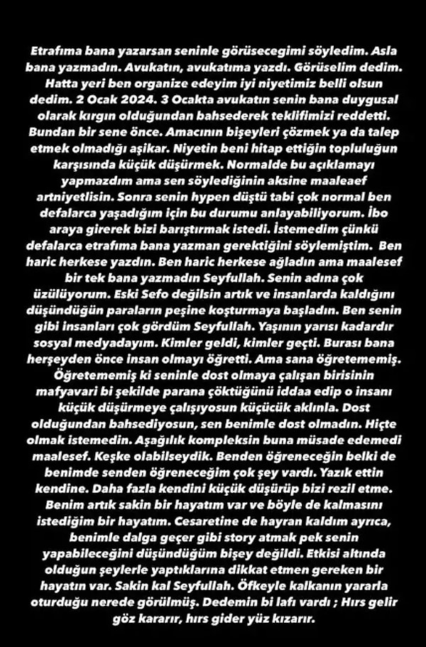 ''Niyetin beni topluluğa karşı küçük düşürmek'' diyen Reynmen, ''Yazık ettin kendine, daha fazla kendini küçük düşürüp bizi rezil etme'' cümleleriyle Sefo'ya seslendi.