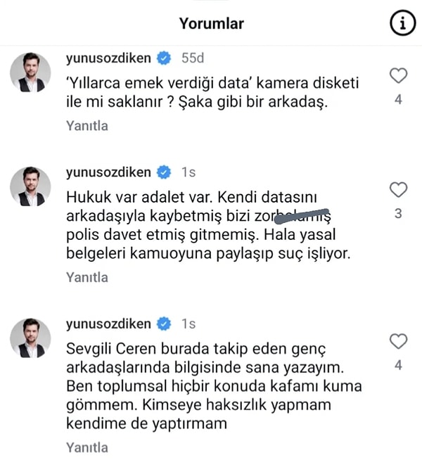 Özdiken özetle, "Ben toplumsal hiçbir konuda kafamı kuma gömmem. Kimseye haksızlık yapmam, kendime de yaptırmam" dedi.