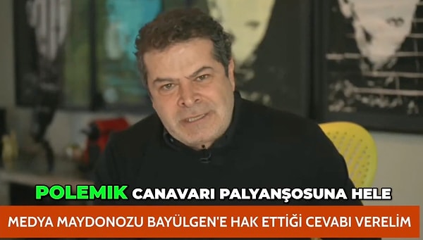 Okan Bayülgen için sert ifadeler kullanan Cüneyt Özdemir, “Hele bak sen şu medya sirkinin polemik canavarı palyaçosuna, hele bak sen şu Kuki’ye. Saygı duyduğumuz yaratıcı adam gitti, hiçbir bok beğenmeyen, herkese laf atan, kendi inandıklarından başka her şeyi küçümseyen bi adam geldi” dedi.