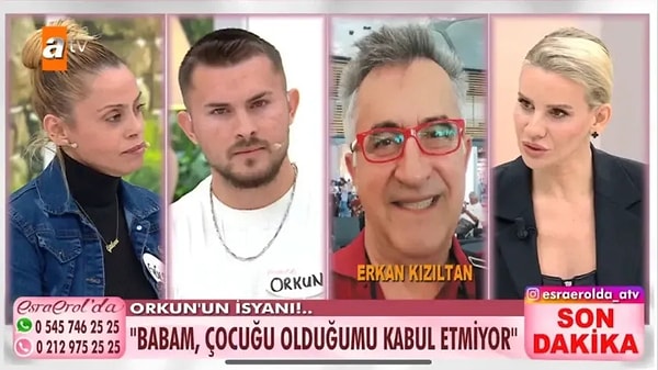 ATV'nin sevilen programı Esra Erol’a biyolojik babasını arayan bir genç katıldı. 22 yaşındaki Orkun Tetik, yıllardır aradığı biyolojik babasına yayın aracılığı ile ulaştı.