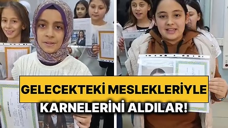 Yaratıcı Öğretmenden Harika Karne Hediyesi: Gelecekteki Meslekleriyle Karnelerini Aldılar