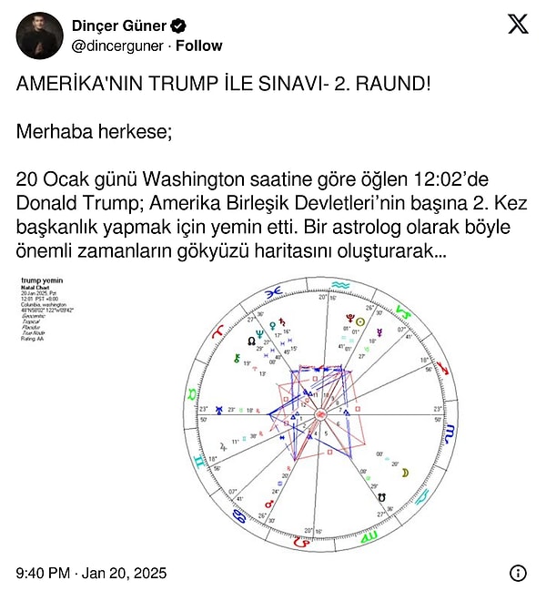 İşte, ünlü astrolog Dinçer Güner'in çıkardığı yemin anı haritası 👇