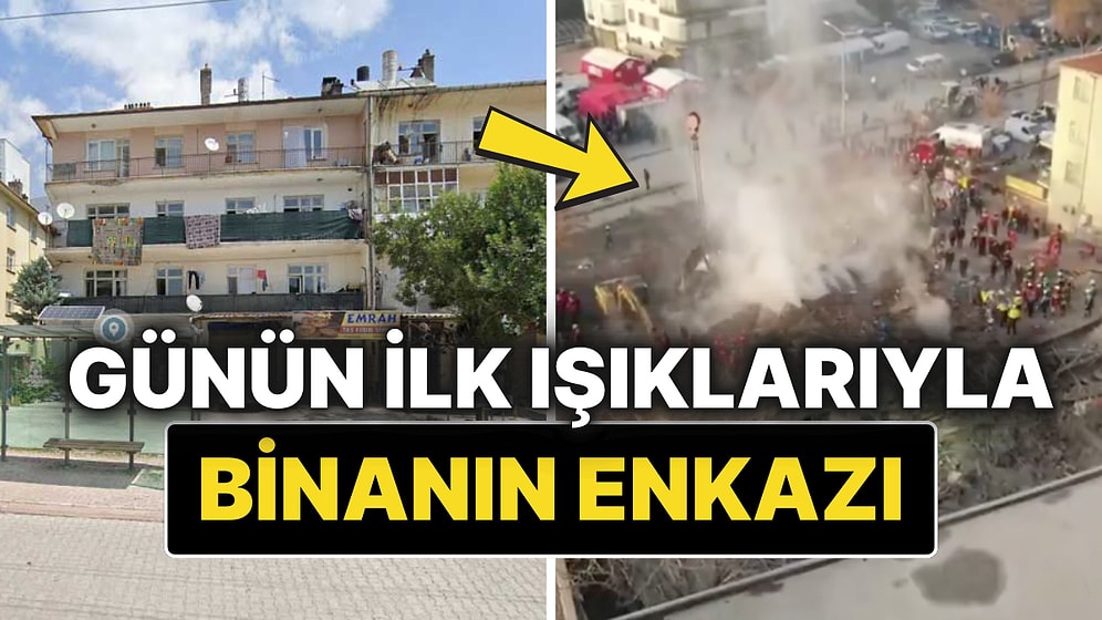 Konya’da Çöken Binanın Enkazı Günün İlk Işıklarıyla Böyle Görüntülendi