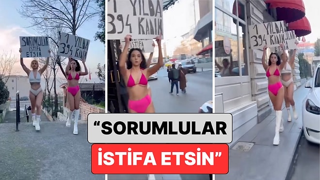 Daha Önce Bikinili Eylemi Sebebiyle Gözaltına Alınan Melisa Aydınalp Kadın Cinayetleri İçin Yine Sokağa Çıktı