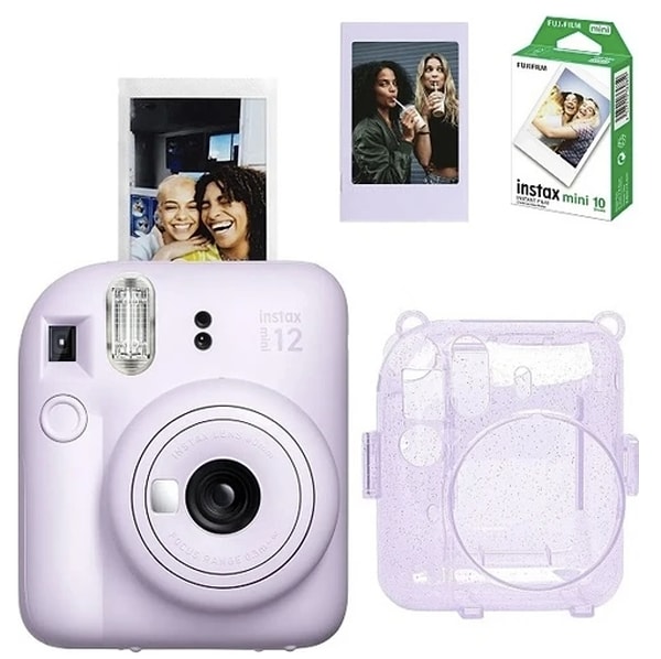 Instax Mini 12 Fotoğraf Makinesi, 10'lu film, simli pleksi kılıf ve fotoğraf çerçevesi seti, sevgilinizle en özel anılarınızı ölümsüzleştirmenin en eğlenceli yolu! 📸✨