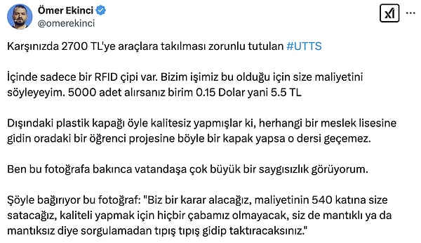 "Bizim işimiz bu olduğu için size maliyetini söyleyeyim." 👇