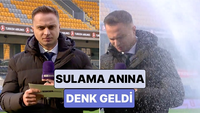 beIN Sports Muhabiri Nezih Akşener Sunum Sırasında Çimlerin Sulanma Anına Denk Gelince Güldüren Anlar Yaşandı