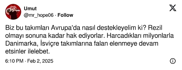 Üç büyükler harici bir takımı tutan taraftarlar ise ülke futbolunun geldiği durumu eleştirdi.