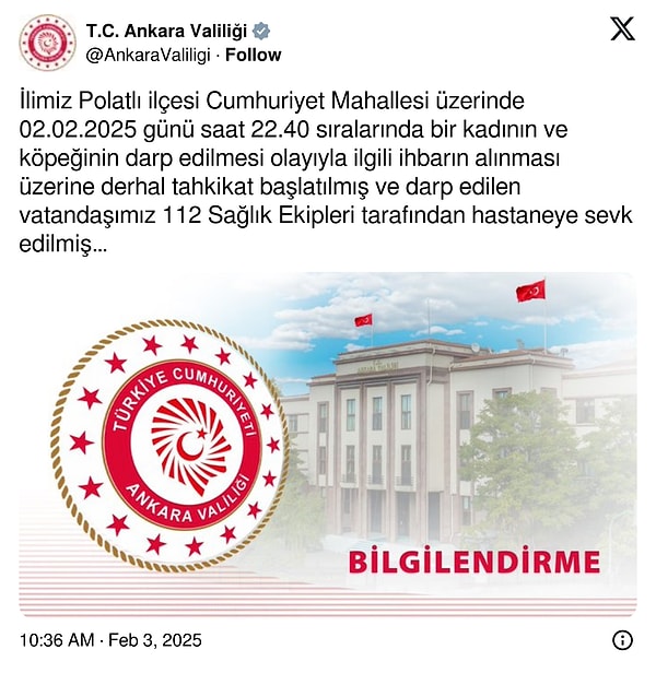 Ankara Valiliği yaşanan olay hakkında açıklama yaptı: