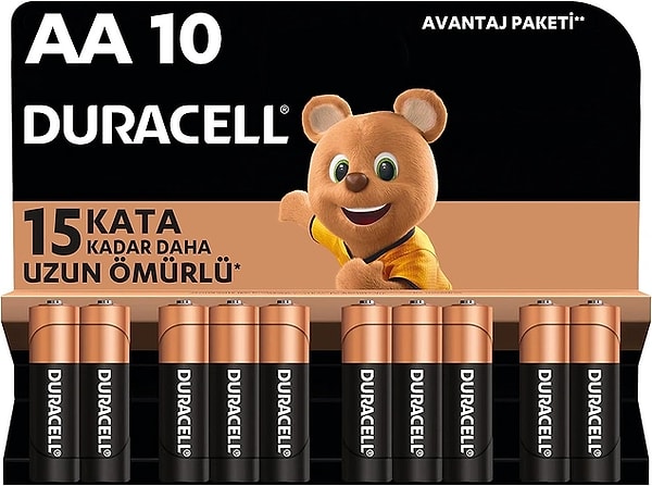 Duracell AA Alkalin Kalem Pil (10'lu paket)