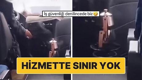 Bir Dolmuş Şoförünün Aracında Çay Demleyip Yolculara İkram Ettiği Anlar Kayda Alındı