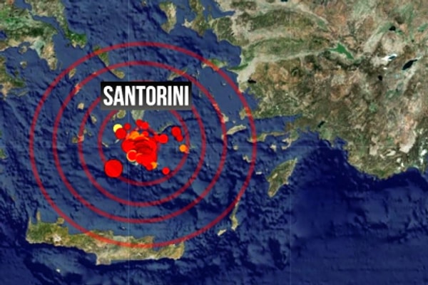 Ege Denizi Santorini Adası ve civarında 28 Ocak 2025'ten itibaren başlayan sismik hareketler hala devam ediyor.