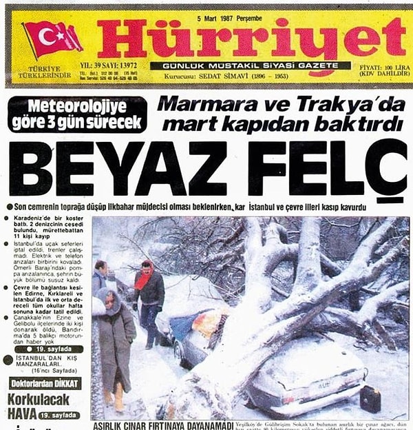 1987 kışı gazete manşetlerinde "Beyaz Felç" olarak yerini aldı!