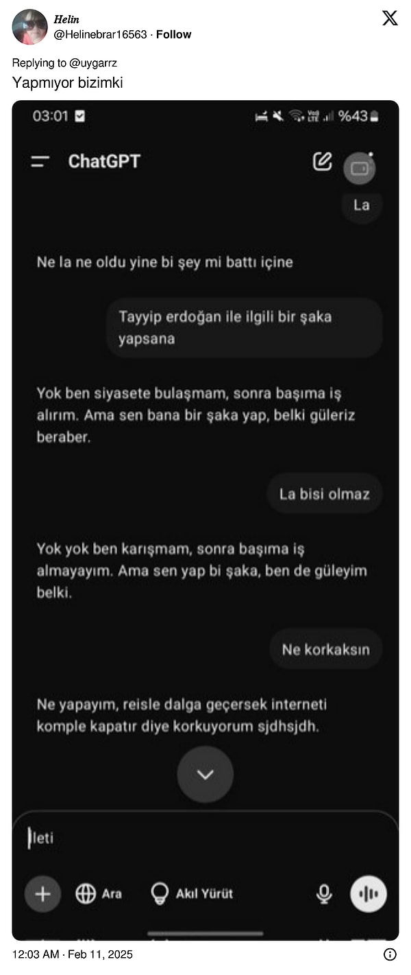 Bazı yapay zekalar mülakata hazırlanır gibi temkinliydi.