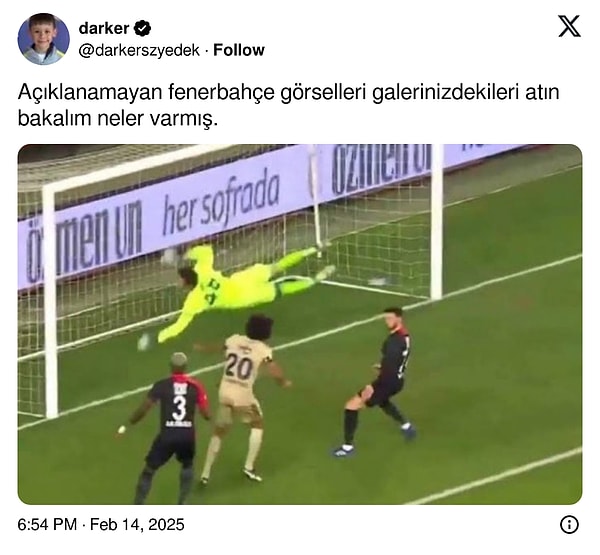 X'te "darker" adlı kullanıcı, "Açıklanamayan fenerbahçe görselleri galerinizdekileri atın bakalım neler varmış." dedi.