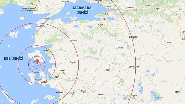 AFAD’den yapılan son açıklamaya göre; Ege Denizi’nde saat 10:49’da Ege Denizi’nde 7 km derinlikte meydana gelen depremin büyüklüğü 5.0 olarak açıklandı.