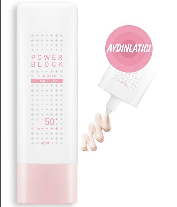 13. Missha Ton Eşitleyici Aydınlatıcı Güneş Kremi 50ml A'PIEU Power Block Tone Up Base Pink SPF50+/PA++++