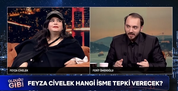 Ne yapsa apayrı bir olay olmayı başaran Feyza Civelek, bu sefer de Ferit Ömeroğlu'nun Haber Global'de sunduğu programına konuk oldu.