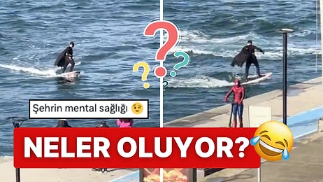 İstanbul’da İlginç Görüntüler: Batman Sörf Yaparken, Spiderman Scootera Biniyor!