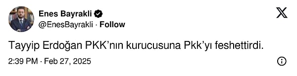 Enes Bayraklı bunu Erdoğan'ın bir başarısı olarak kabul ediyor.