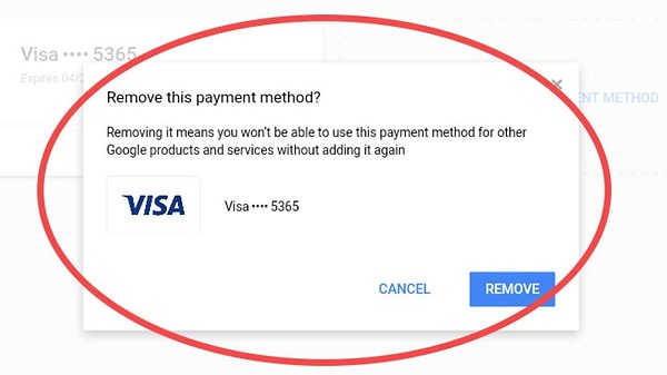 Bazı web siteleri, doğrudan kart bilgilerini kaldırma seçeneği sunmaz.