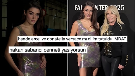 Milano Moda Haftası'nda Modacı Donatella Versace ile Poz Veren Hande Erçel'in Güzelliği Övgü Yağmuruna Tutuldu