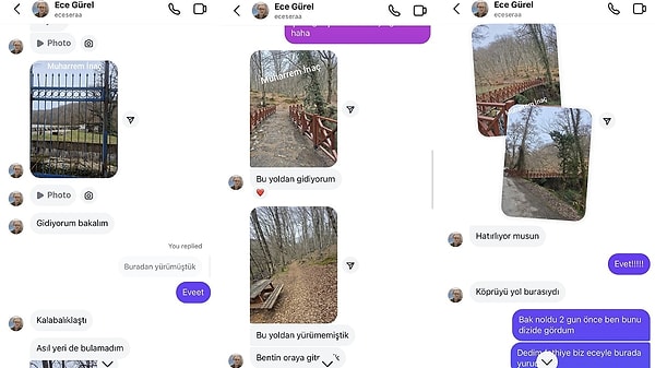 Yayın sırasında Müge Anlı, Ece Gürel'in İngiltere'deki bir arkadaşıyla Instagram hesabı üzerinden yaptığı son mesajlaşmayı okudu.