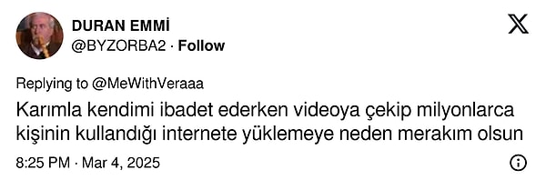 "Hiç merakın yok mu böyle şeylere?" notunu düşen kullanıcıya yorum gecikmedi.