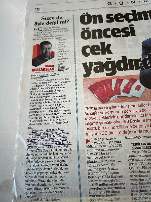 "Nusayriler alçak oldukları için gebertiliyorlar. Varsa yoksa 'Alevilere saldırı' zagonu."