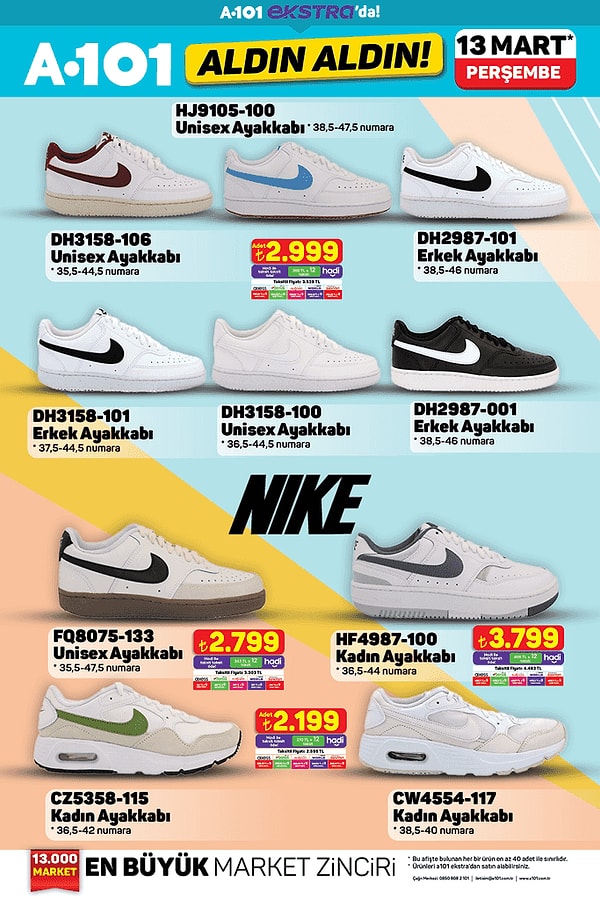 A101'e Nike ayakkabı modelleri geliyor.