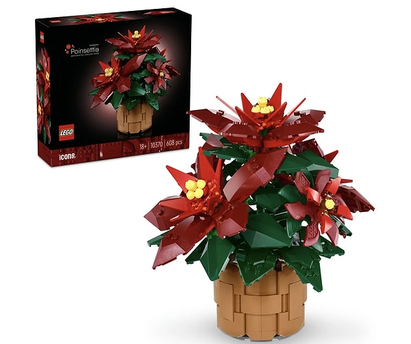 10. LEGO ® Icons Ponsetya 10370 - Yetişkinler Için Atatürk Çiçeği (Poinsettia) Yapım Seti (608 Parça)