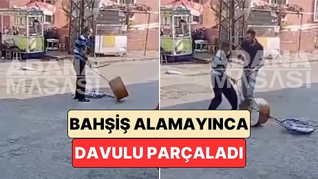 Adana'da Bir Davulcu Kimse Bahşiş Vermeyince Sokak Ortasında Davulunu Parçaladı