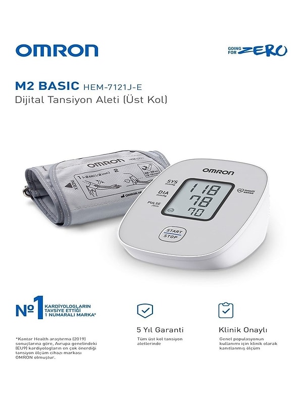 7. Omron M2 Basic HEM-7121J-E - Üst Koldan Ölçer Dijital Tansiyon Aleti