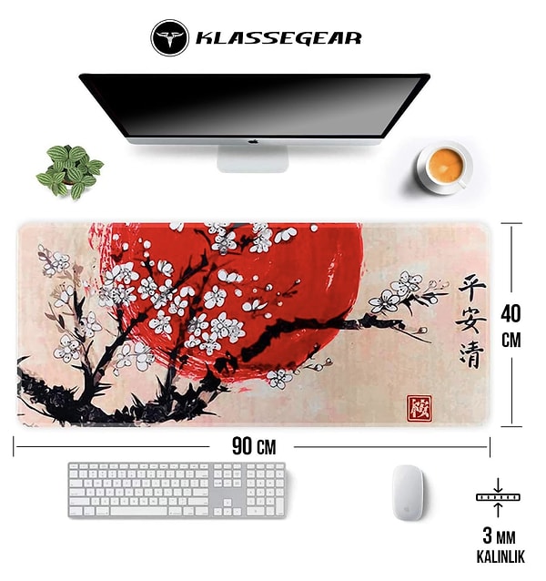 2. Klasse Pro - 90x40 cm Oyuncu Mouse Pad (Sakura Desenli)