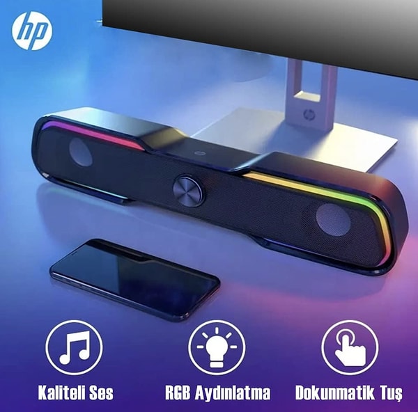 4. HP DHE-6002 - Soundbar 2x3W Gaming RGB