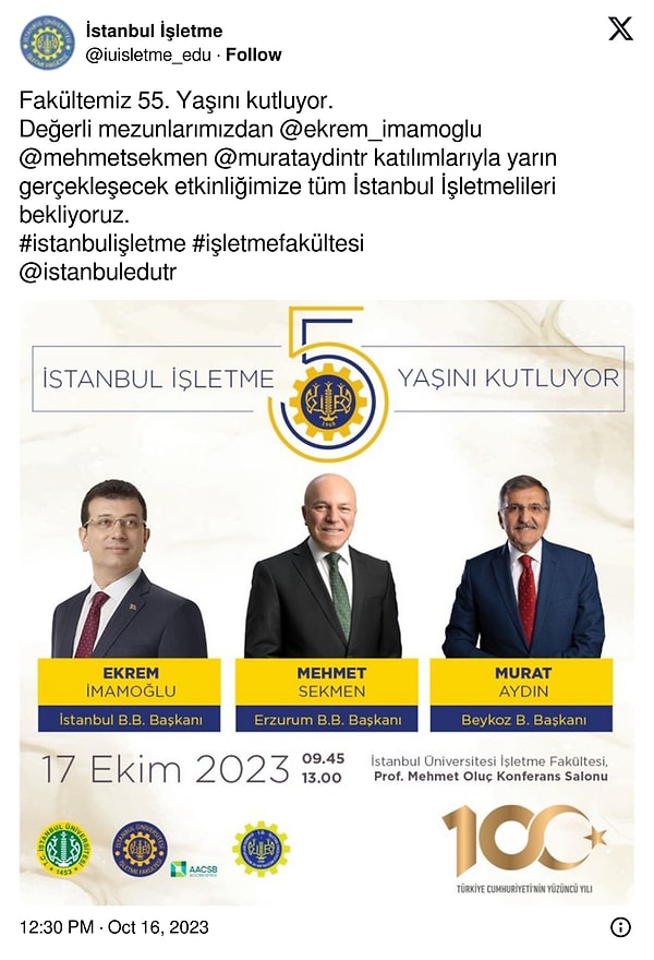 16 Ekim 2023'te X'te de paylaşılmıştı: