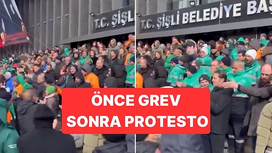 Geçen Hafta Grev Yapan Şişli Belediyesi İşçilerinden İmamoğlu'na Destek Protestosu