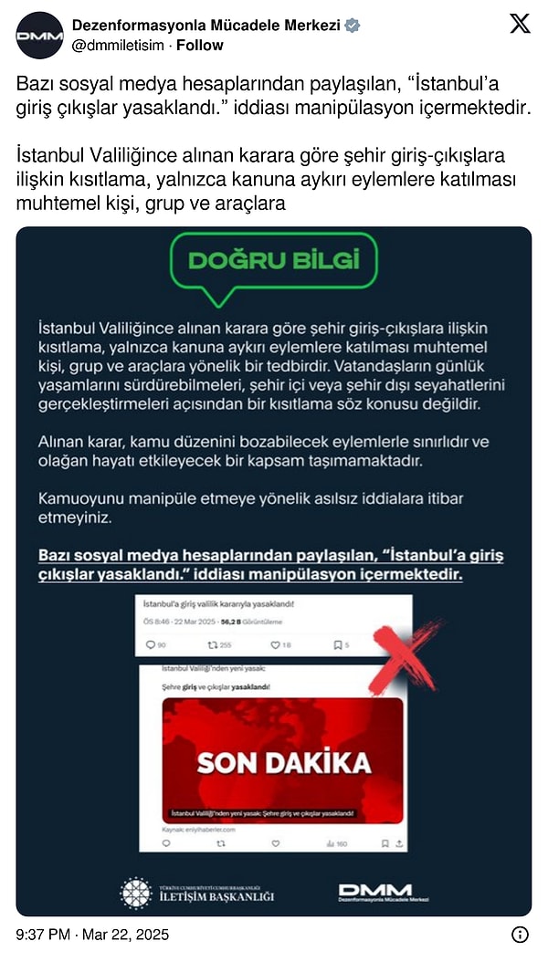 İşte, yasaklama iddialarına Dezenformasyonla Mücadele Merkezi'nden gelen yanıt 👇