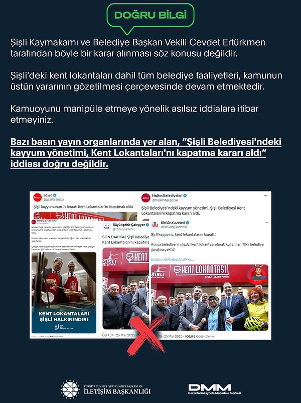 Bu iddialar Dezenformasyonla Mücadele Merkezi tarafından yalanladı.