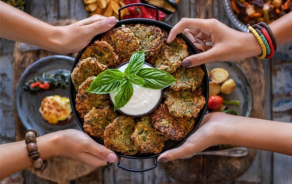 5. Peynirli Kabak Mücver ve Baharatlı Mercimek Topları