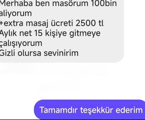 Bir masörün mesajı;