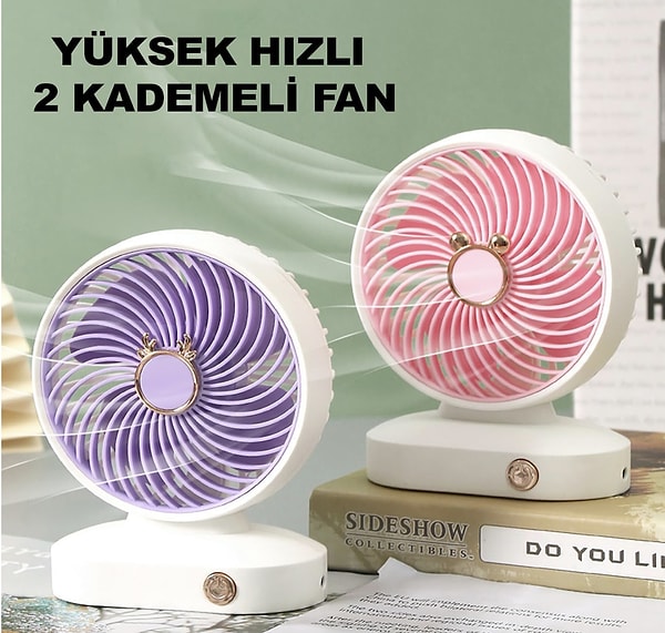 Mini Fan Mini Vantilatör Masaüstü Fan Şarjlı Taşınabilir