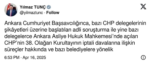 Adalet Bakanı Yılmaz Tunç da Rasim Ozan’ın açıklamaları için ‘mesnetsiz’ ifadesini kullandı.