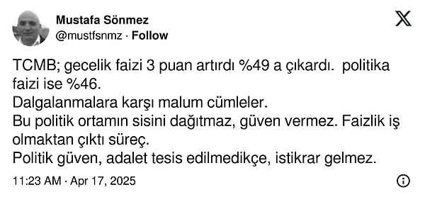 "Politik güven, adalet tesis edilmedikçe, istikrar gelmez." 👇