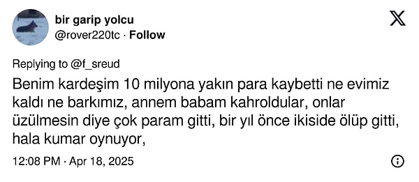 Bir X kullanıcısının kardeşinin başına gelenler şöyle;