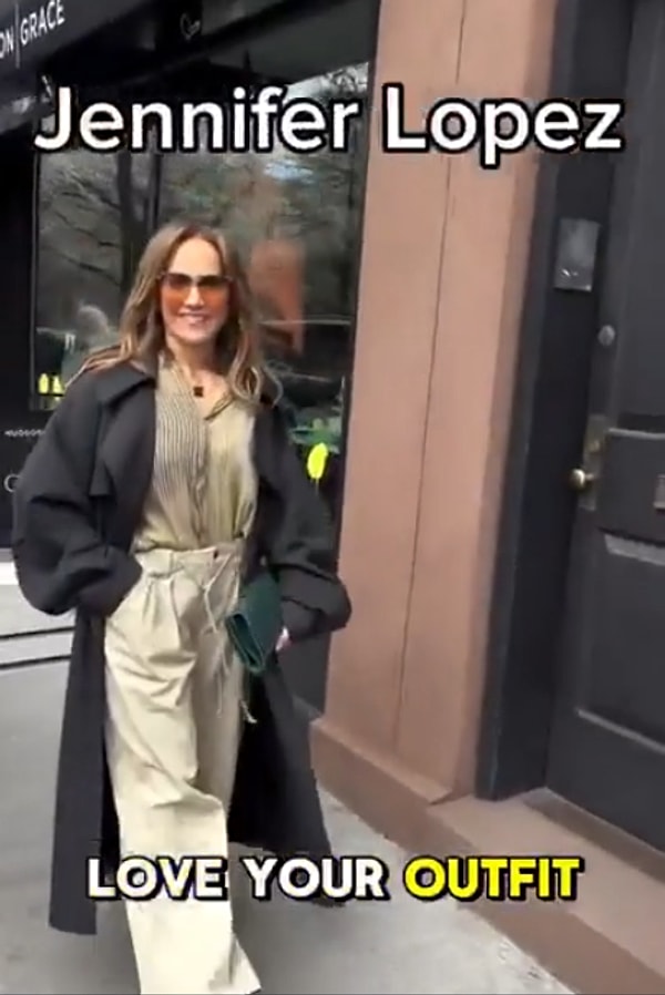 Jennifer Lopez'i etkileyici sokak stiliyle görüntüleyen bir içerik üreticisi onu durdurdu ve iltifat etti.
