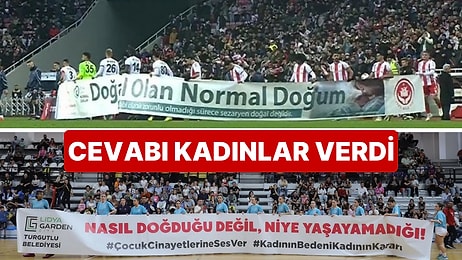 Futboldaki "Normal Doğum" Pankartına Cevabı Kadın Basketbolcular Verdi