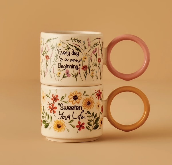 8. Hepsiburada Fırsat Ürünü: Bella Maison Flores 2'li Fincan Seti (270 cc)