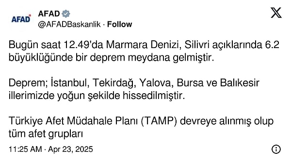 AFAD depremde can veya mal kaybı yaşanmadığını açıkladı.