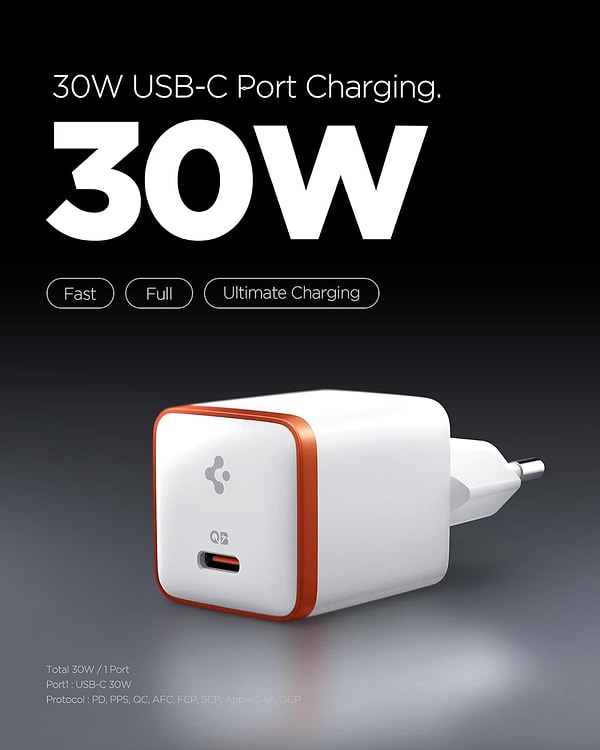 Spigen 30W USB-C Ultra Mini Hızlı Şarj Aleti